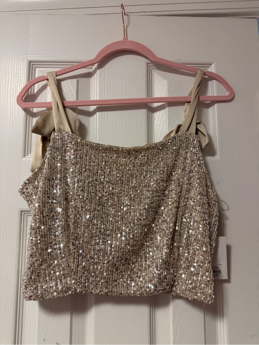 Kohl's Champagne Sequin Tie-Strap Cropped Camisole